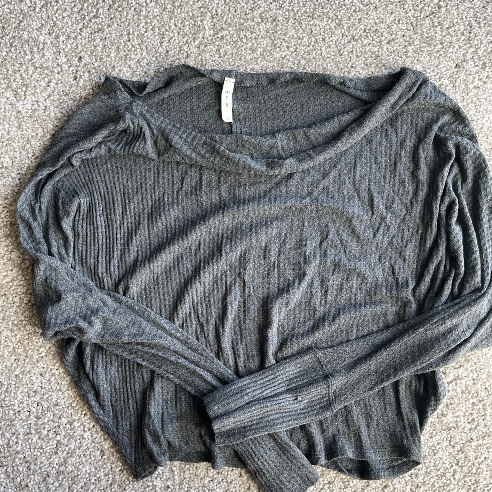 Off the shoulder waffle knit top
